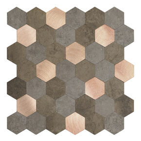selbstklebende Wandfliese Premium Metal & Stone Hexagon